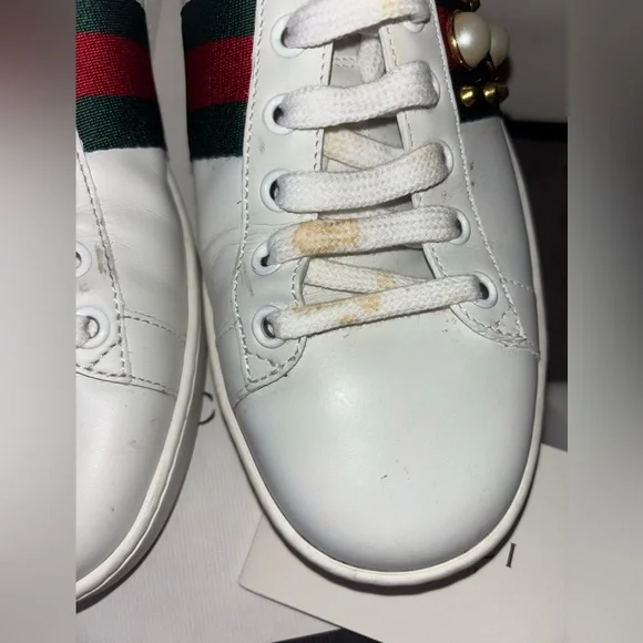Gucci Ace pearl studded sneakers size 37.5 EU - Picture 4 of 10